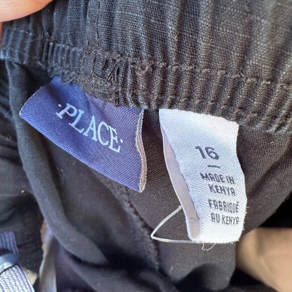 Childrens Place Boys Black Cargo Shorts Size 16 Adjustable Waist Cotton Blend - Picture 2 of 7